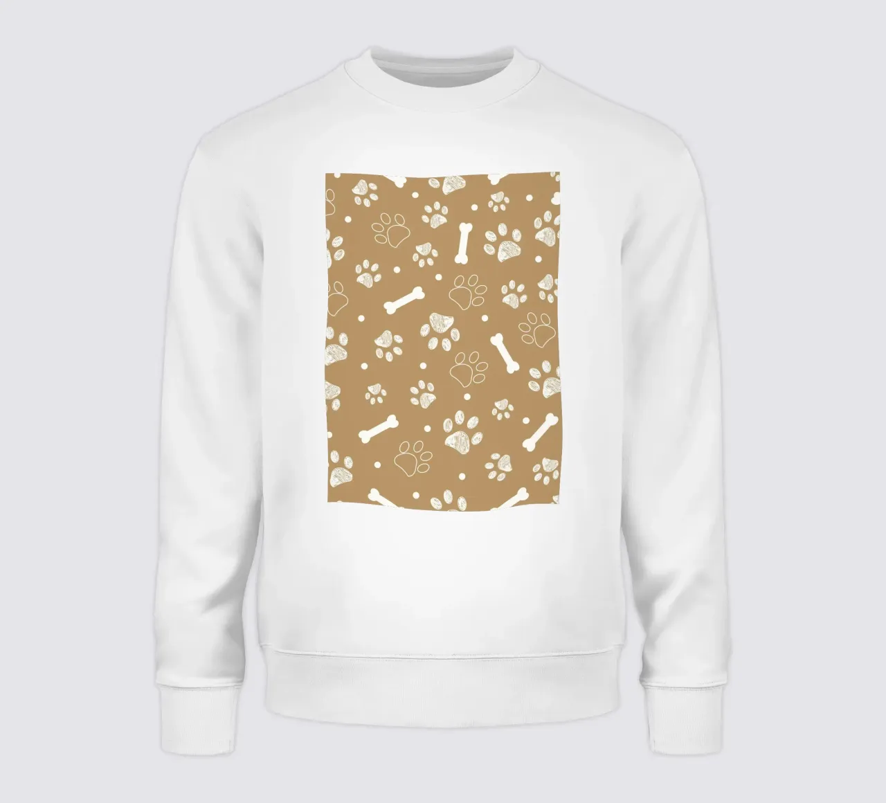 Sfondo marrone chiaro con zampa e ossa bianche felpa da gulsengunel