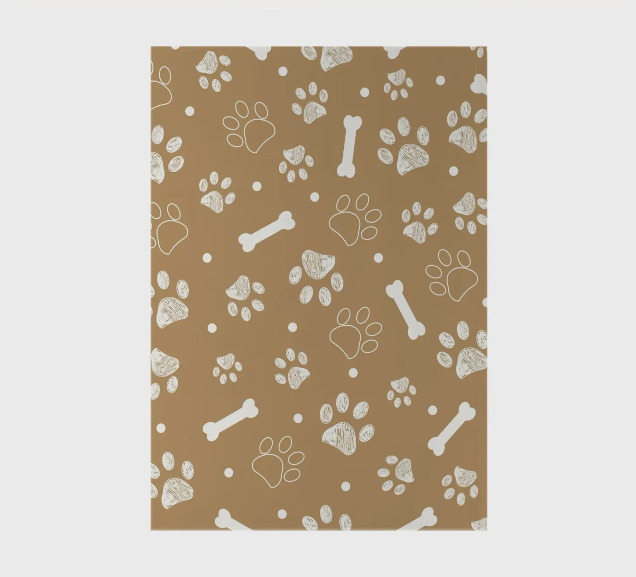 Light brown background with white paw and bones notebook by gulsengunel