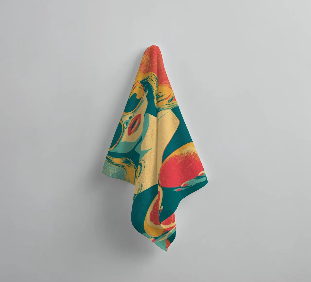 Grapefruitgodin | Retro pin-up ontmoet voedselkunst badhanddoek van Autofocus