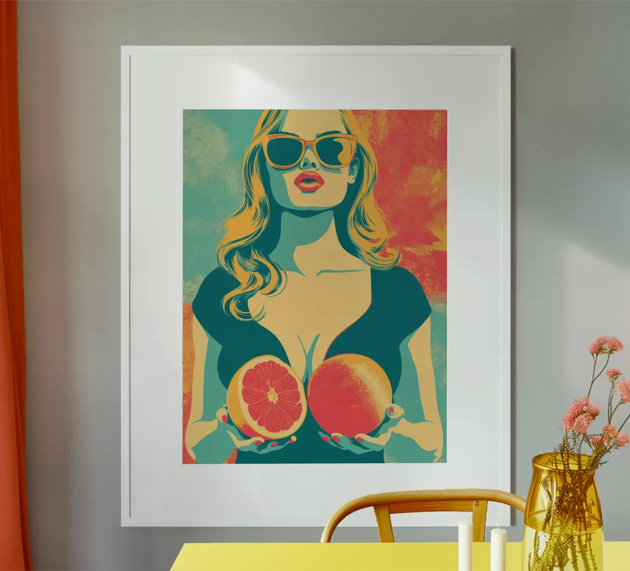 Grapefruitgodin | Retro pin-up ontmoet voedselkunst poster van Autofocus