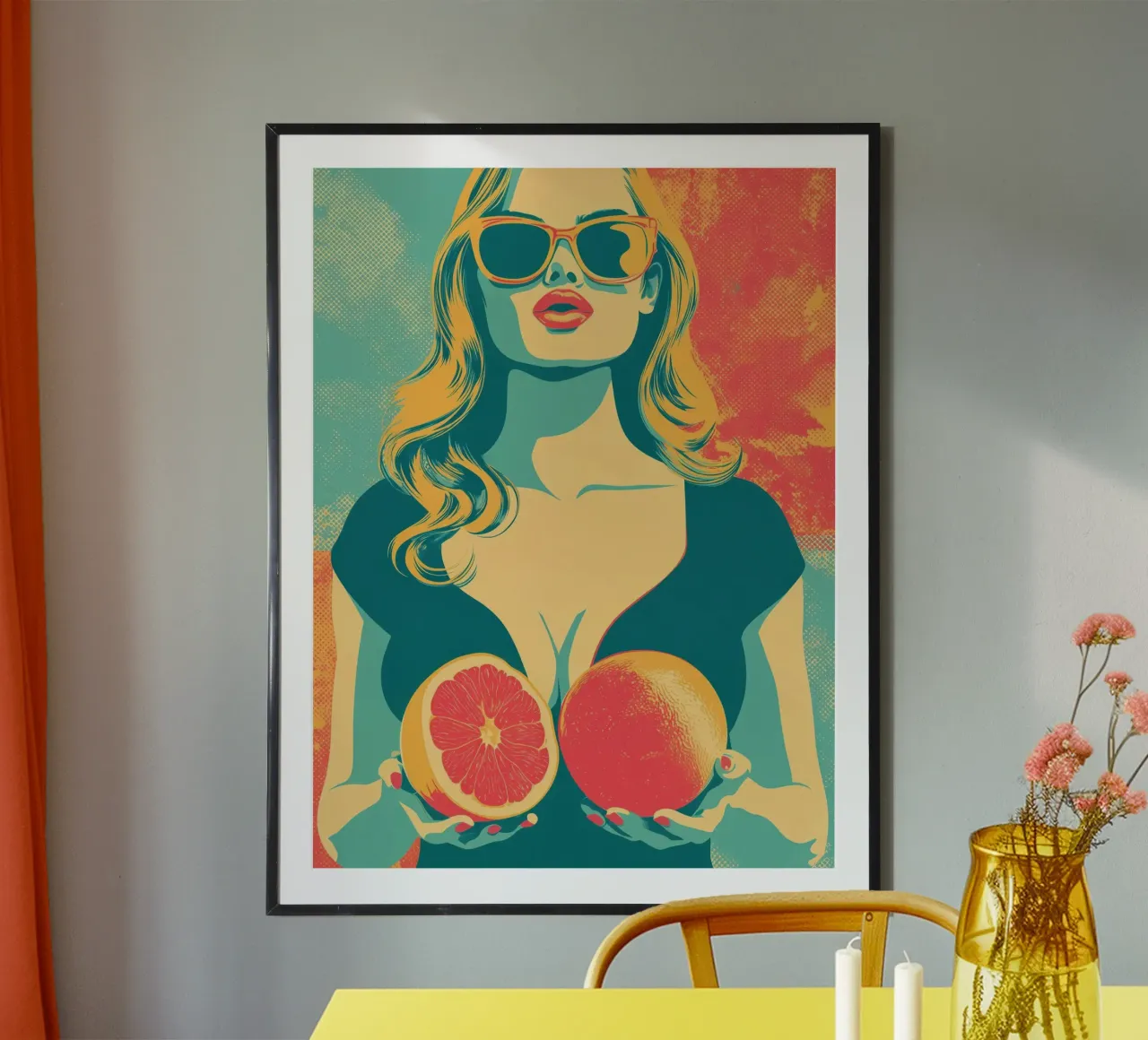 Grapefruitgodin | Retro pin-up ontmoet voedselkunst poster van Autofocus