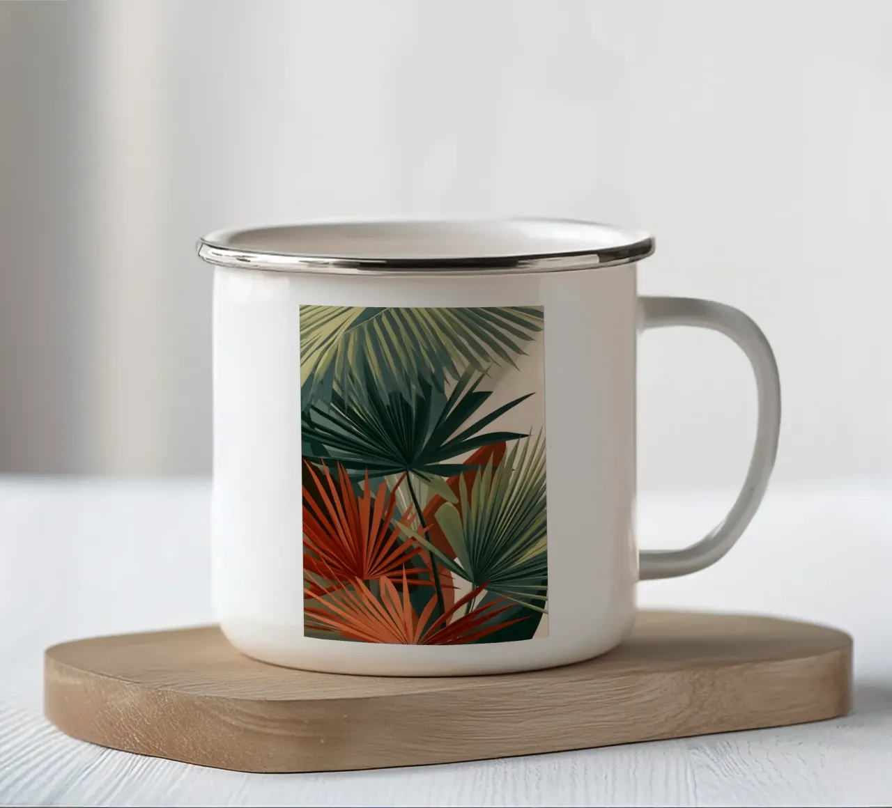 Foglie di palma Arte astratta moderna tazza in smalto da Studio Verde