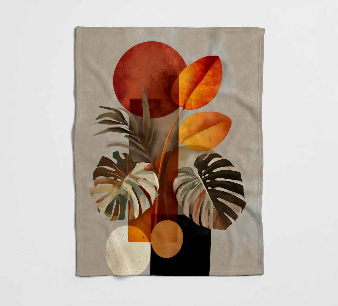 Monstera moderne abstracte kunst fleecedeken van Studio Verde