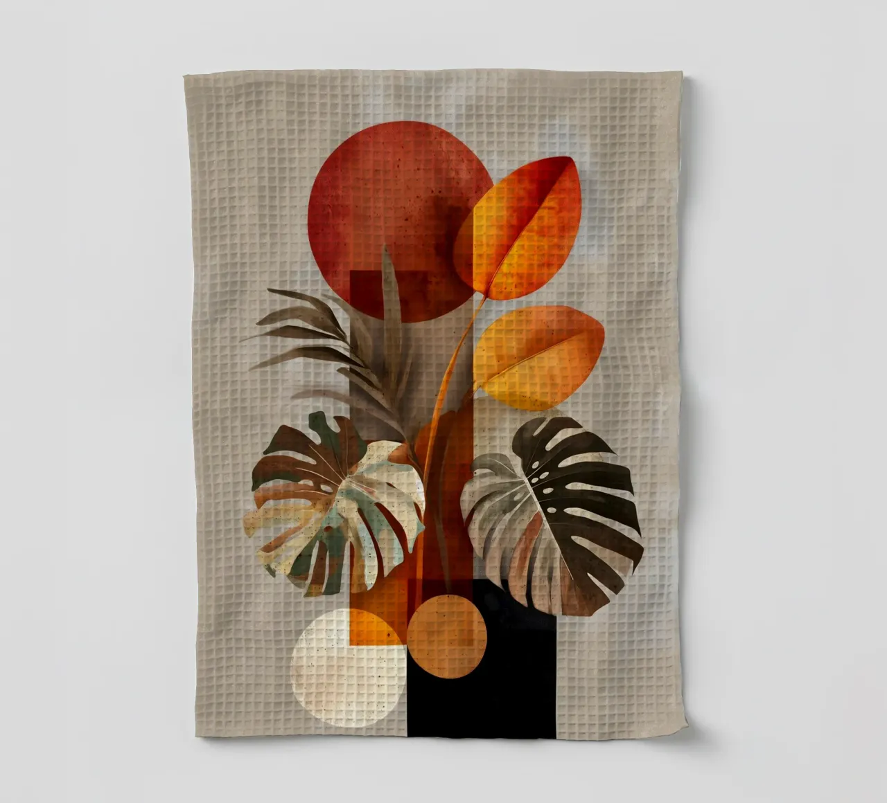 Monstera modern abstract art tea towel by Studio Verde