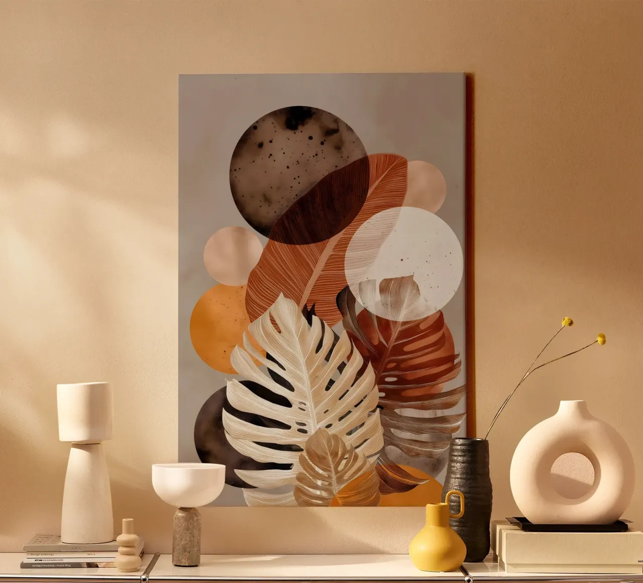 Monstera botanische kunst canvas met Baklijst van Studio Verde