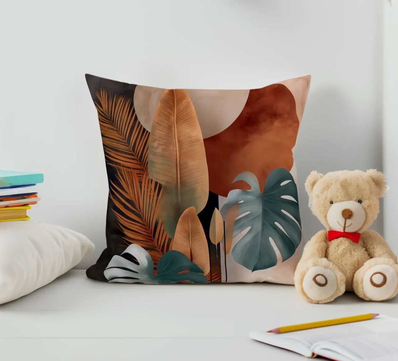Monstera Palms Botany Art decorative cushion by Studio Verde