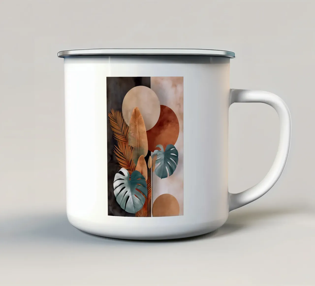 Monstera Palms Botany Art enamel mug by Studio Verde