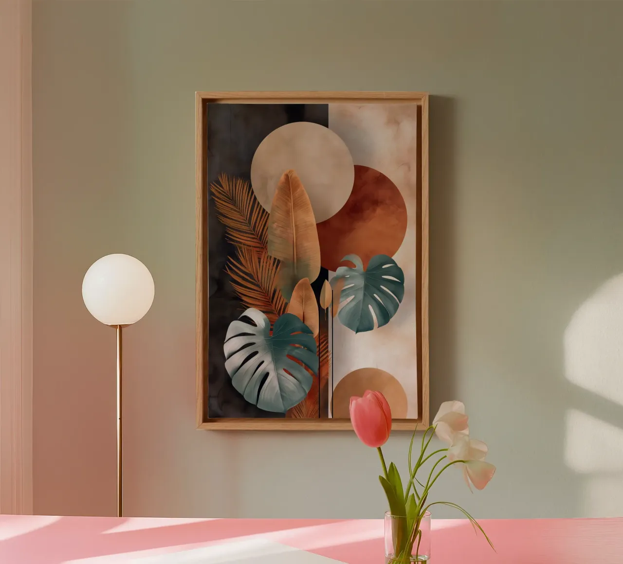 Palme Monstera Arte botanica tela con Cornice a cassetta da Studio Verde