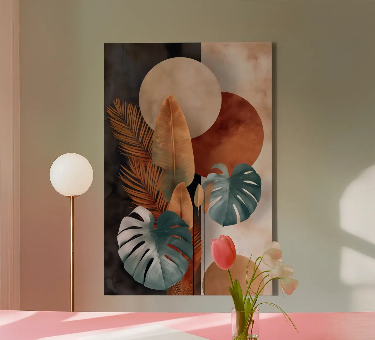 Palme Monstera Arte botanica tela con Cornice a cassetta da Studio Verde