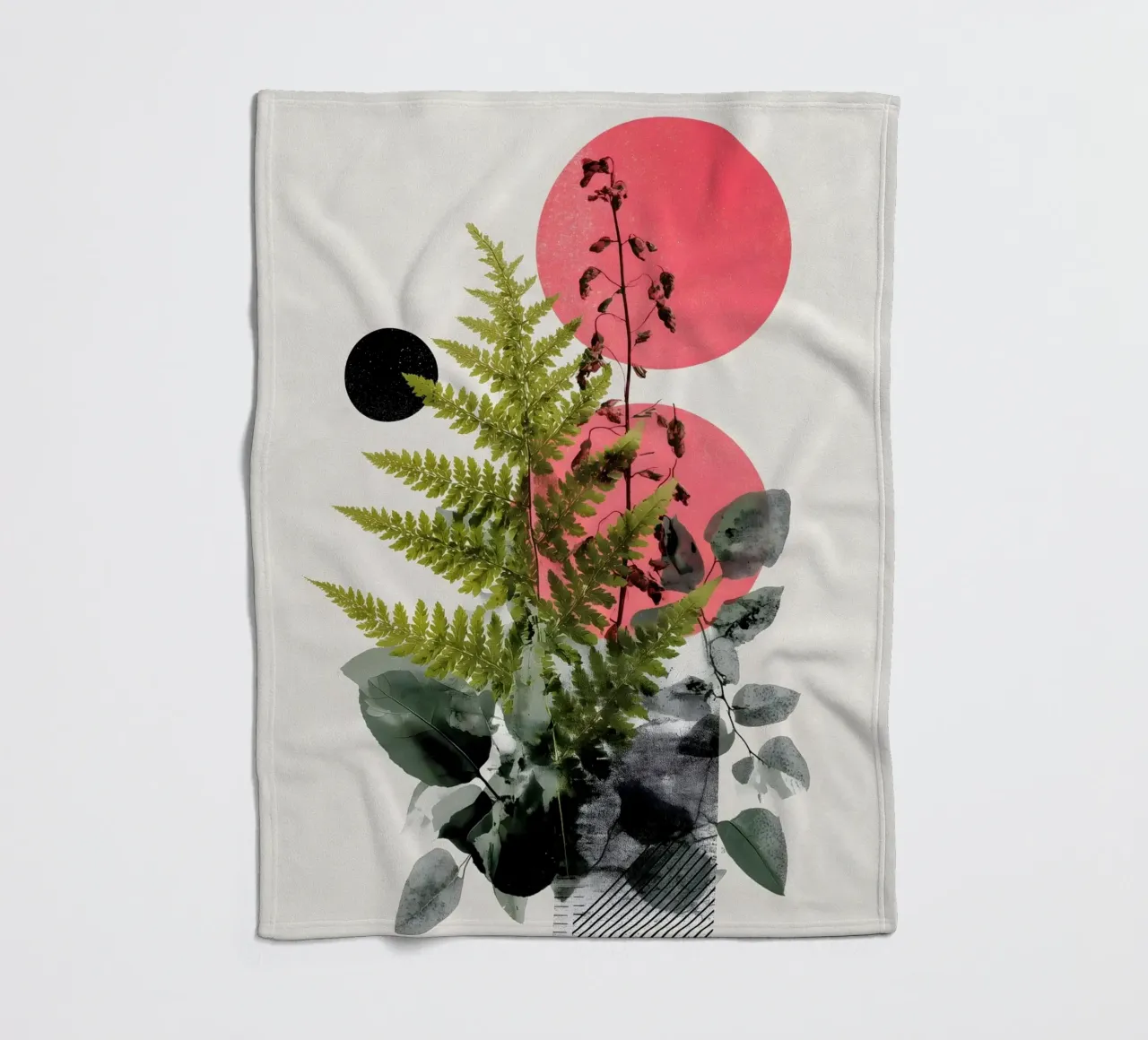 fern botany abstract art fleece blanket by Studio Verde