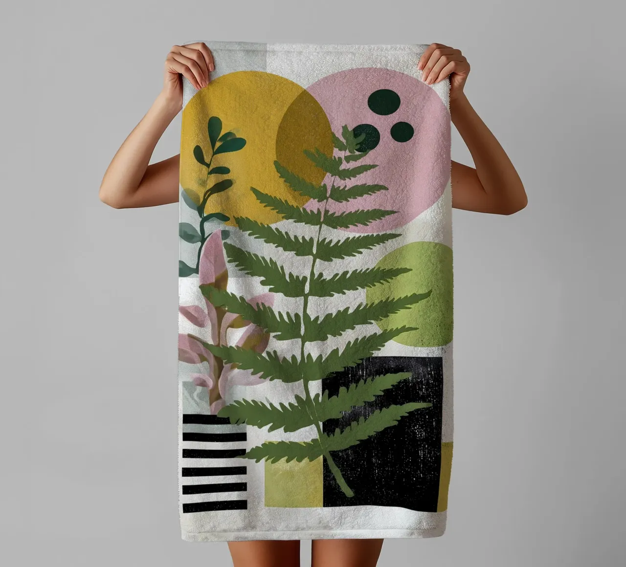 Fern abstract botany art towel by Studio Verde
