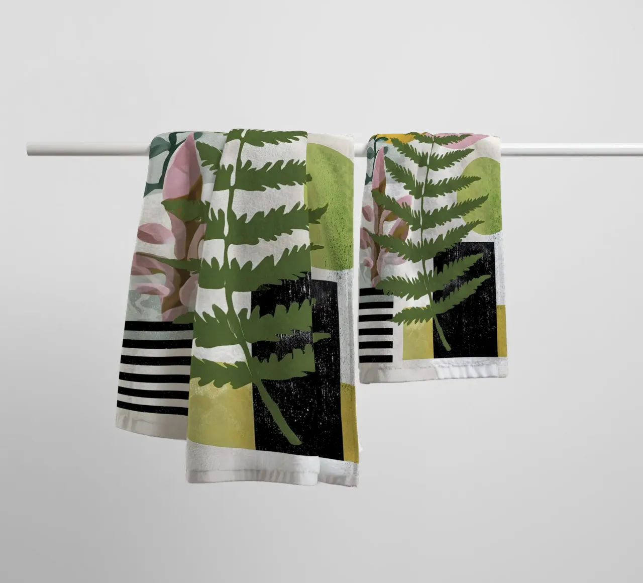 Fern abstract botany art towel by Studio Verde
