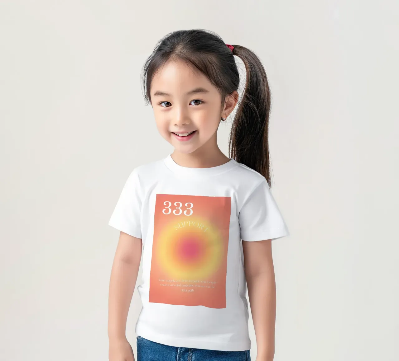 Engel Nr. 333 Unterstützung Orange Rosa Aura Gradient Art Kinder T-Shirt von homdeco