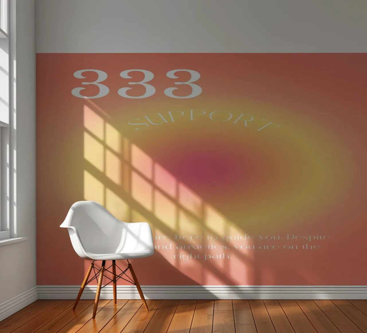 Engel Nr. 333 Unterstützung Orange Rosa Aura Gradient Art Fototapete von homdeco