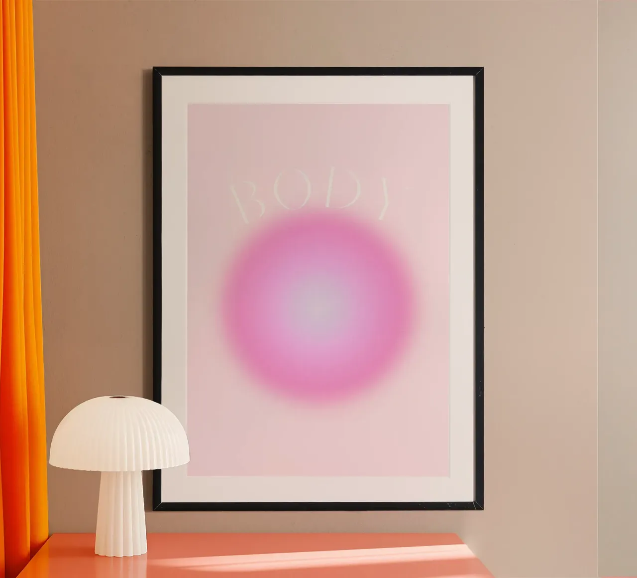 Arte del benessere "BODY" Rosa e Lavanda Aura Gradiente poster con telaio in alluminio da homdeco