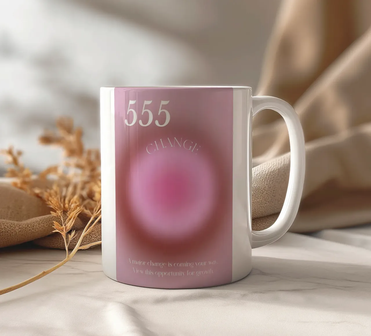 Angelo n. 555 Cambiamento dell'aura rosa Gradiente Poster Art tazza in ceramica da homdeco