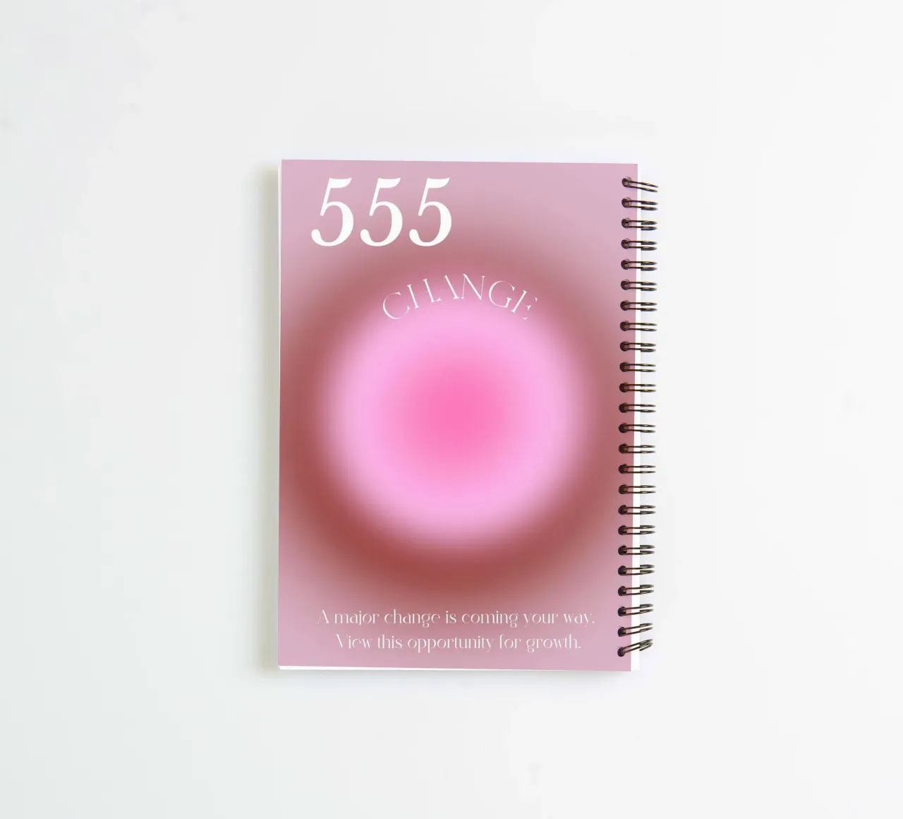 Angel No. 555 Change Pink Aura Gradient Poster Art spiral notebook by homdeco