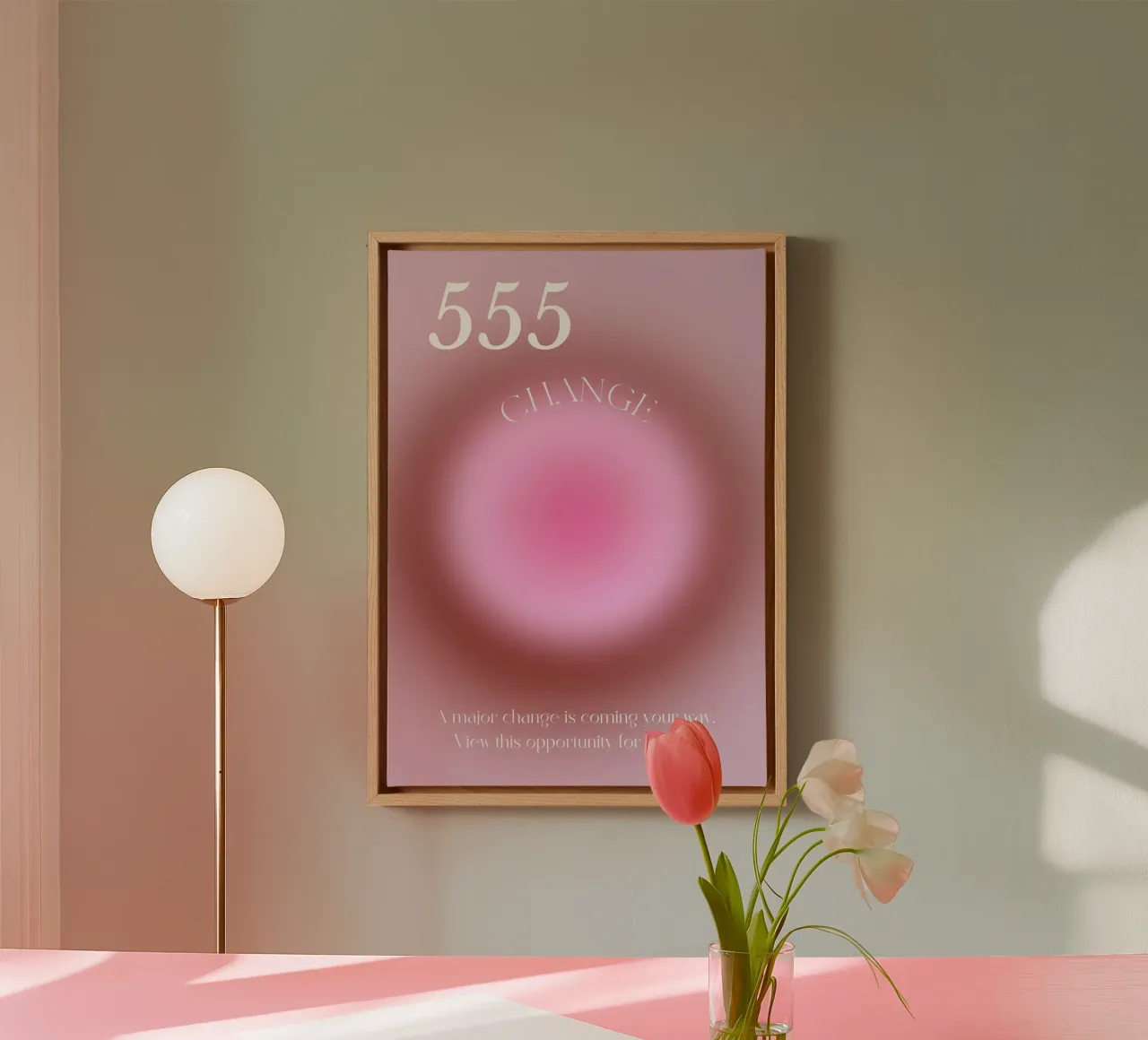 Angel No. 555 Change Pink Aura Gradient Poster Art canvas by homdeco