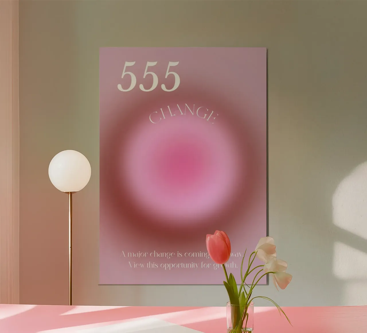 Angel No. 555 Change Pink Aura Gradient Poster Art hahnemühle by homdeco