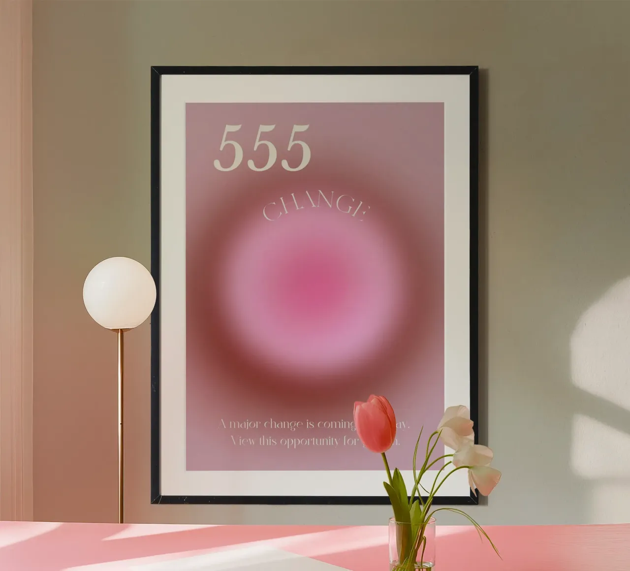 Angel No. 555 Change Pink Aura Gradient Poster Art hahnemühle by homdeco