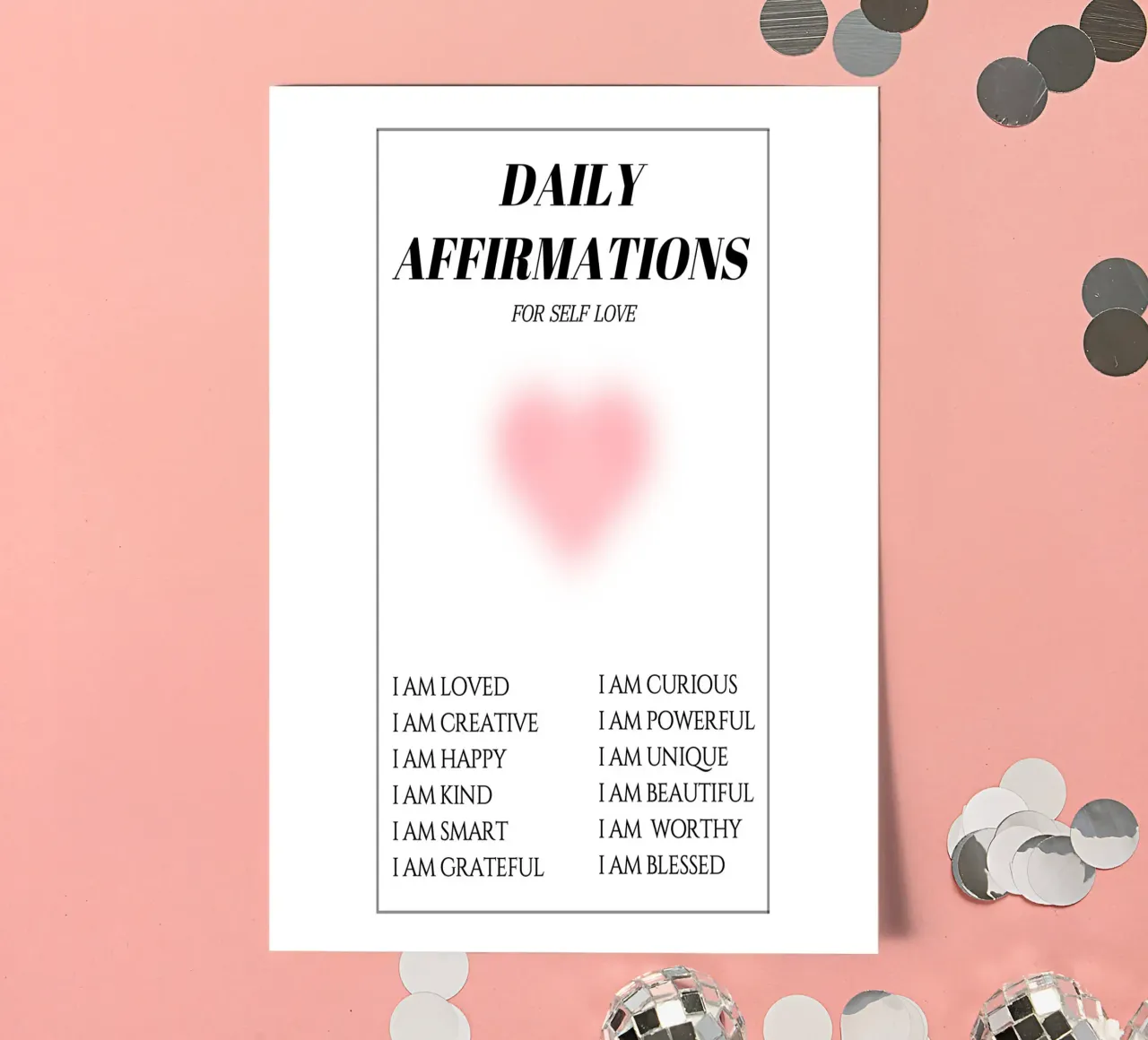 Daily Affirmations Self-Love Heart Aura Poster Print sticker sheet by homdeco