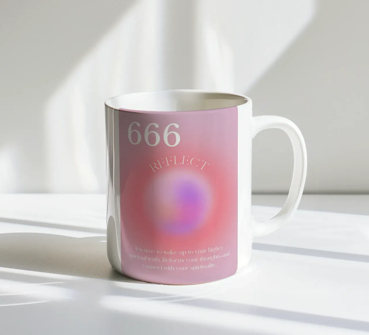 Angelo n. 666 Riflesso Rosa Viola Aura Gradiente Arte tazza in ceramica da homdeco