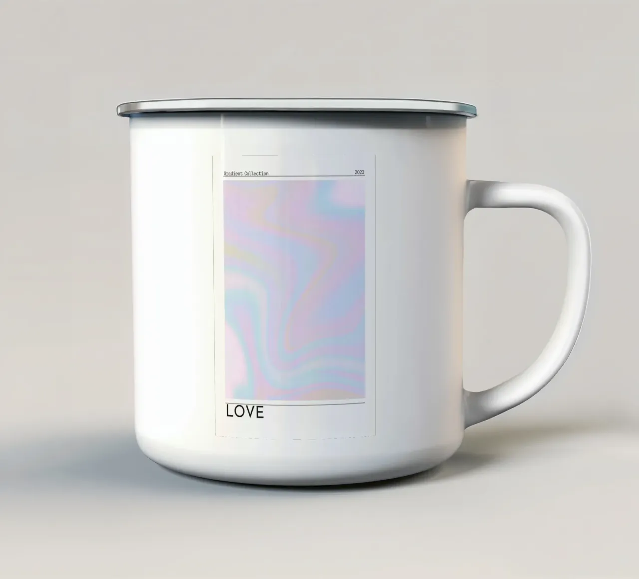 Stampa d'arte "LOVE" Pastello aura vortice gradiente 2023 tazza in smalto da homdeco