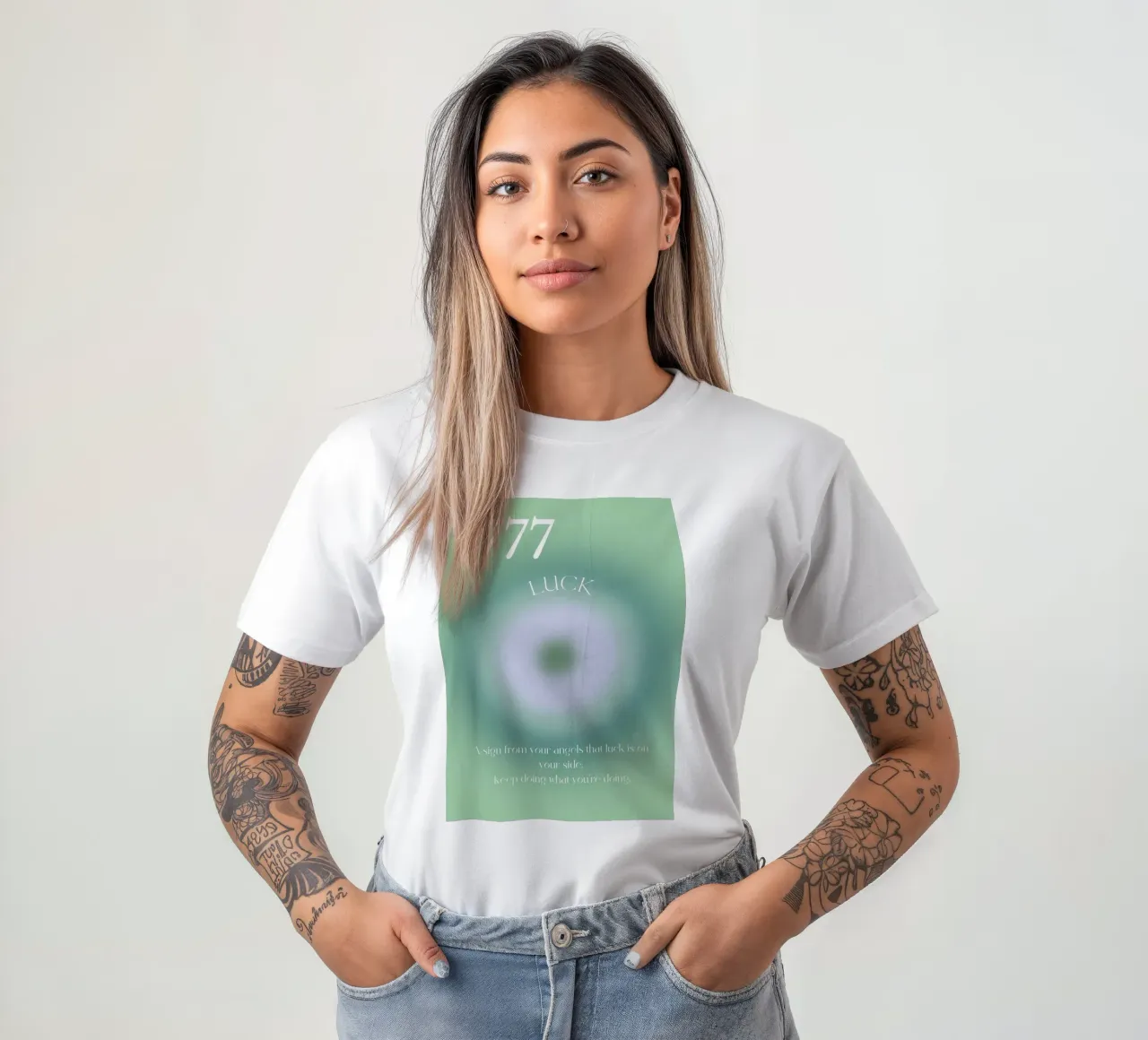 Angelo n. 777 Fortuna Aura verde Gradiente Poster Art t-shirt da homdeco