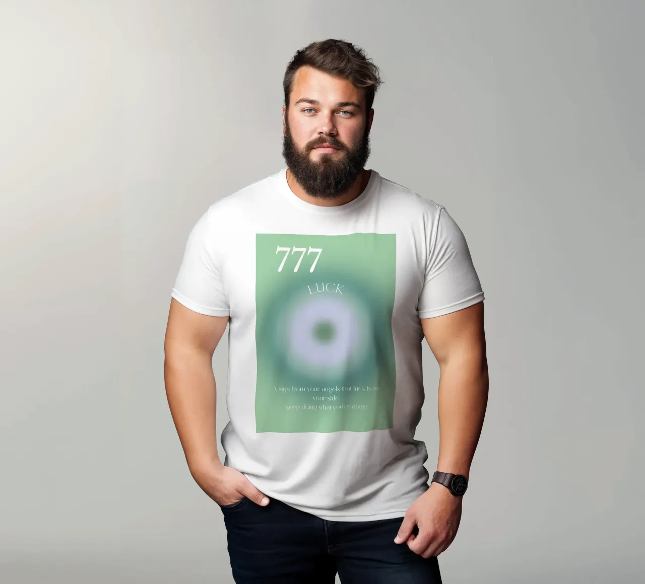 Angelo n. 777 Fortuna Aura verde Gradiente Poster Art t-shirt da homdeco