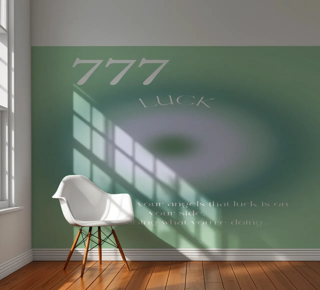 Angel No. 777 Luck Green Aura Gradient Poster Art photo wallpaper by homdeco
