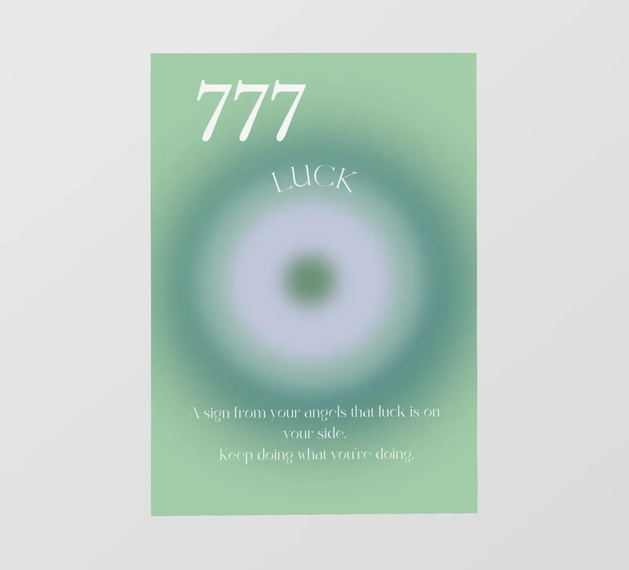 Angel No. 777 Luck Green Aura Gradient Poster Art photo wallpaper by homdeco