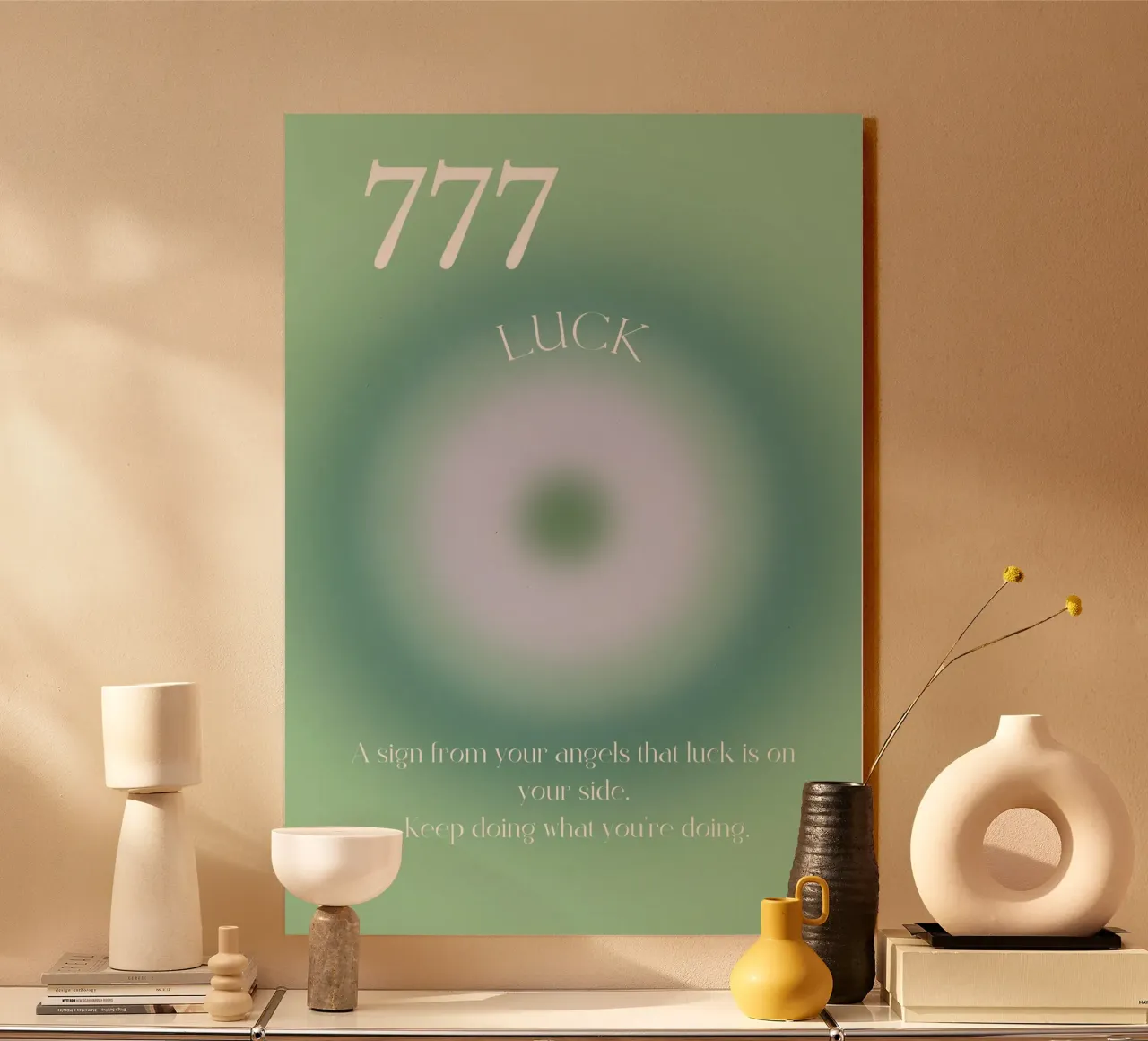Angelo n. 777 Fortuna Aura verde Gradiente Poster Art plexiglass da homdeco