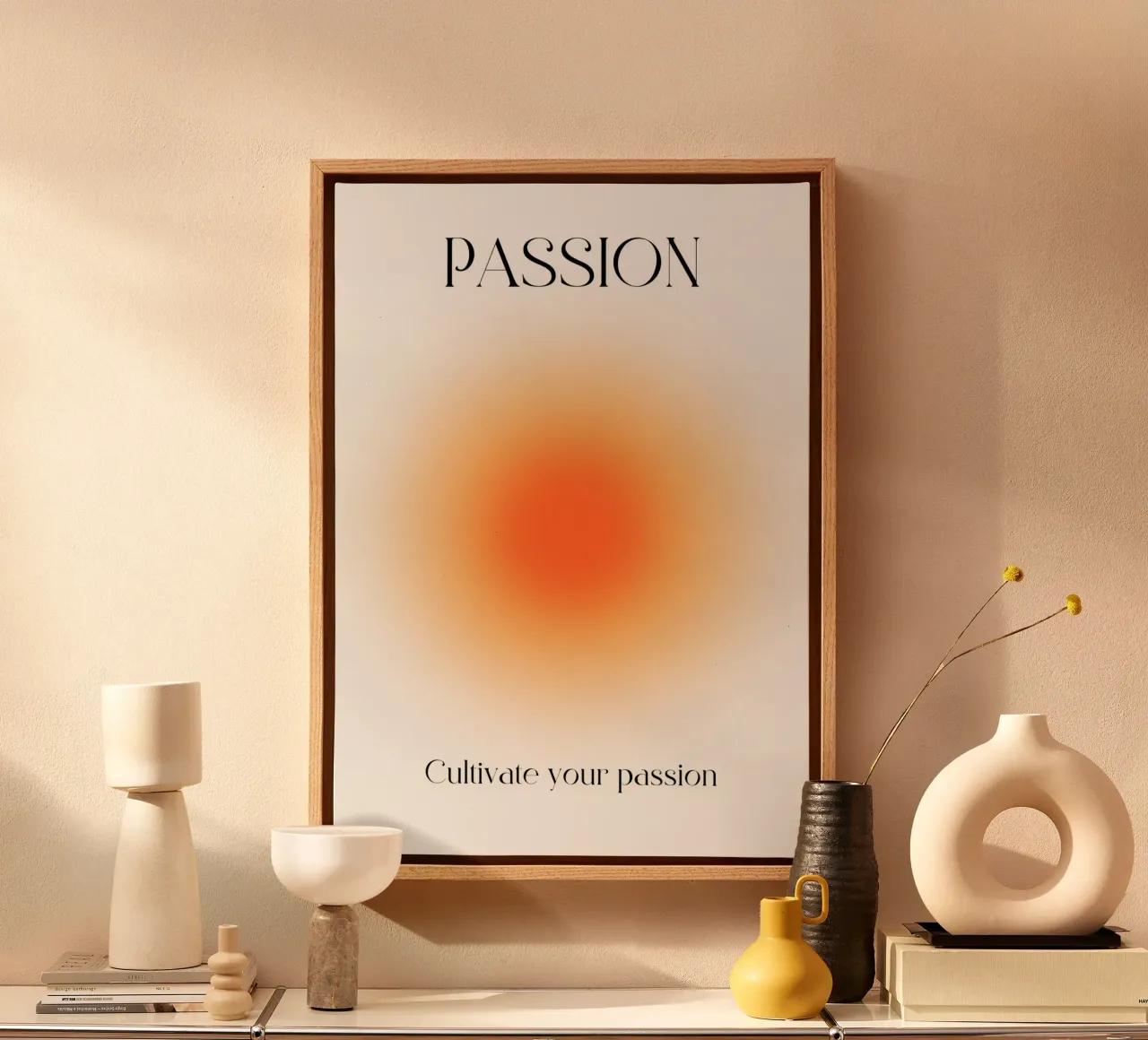 "Passione" Coltivate la vostra passione Aura Gradient Art tela con Cornice a cassetta da homdeco
