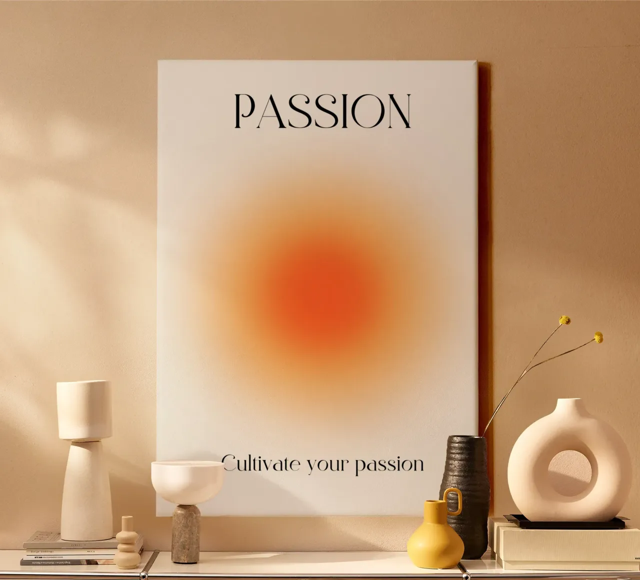"Passione" Coltivate la vostra passione Aura Gradient Art tela con Cornice a cassetta da homdeco