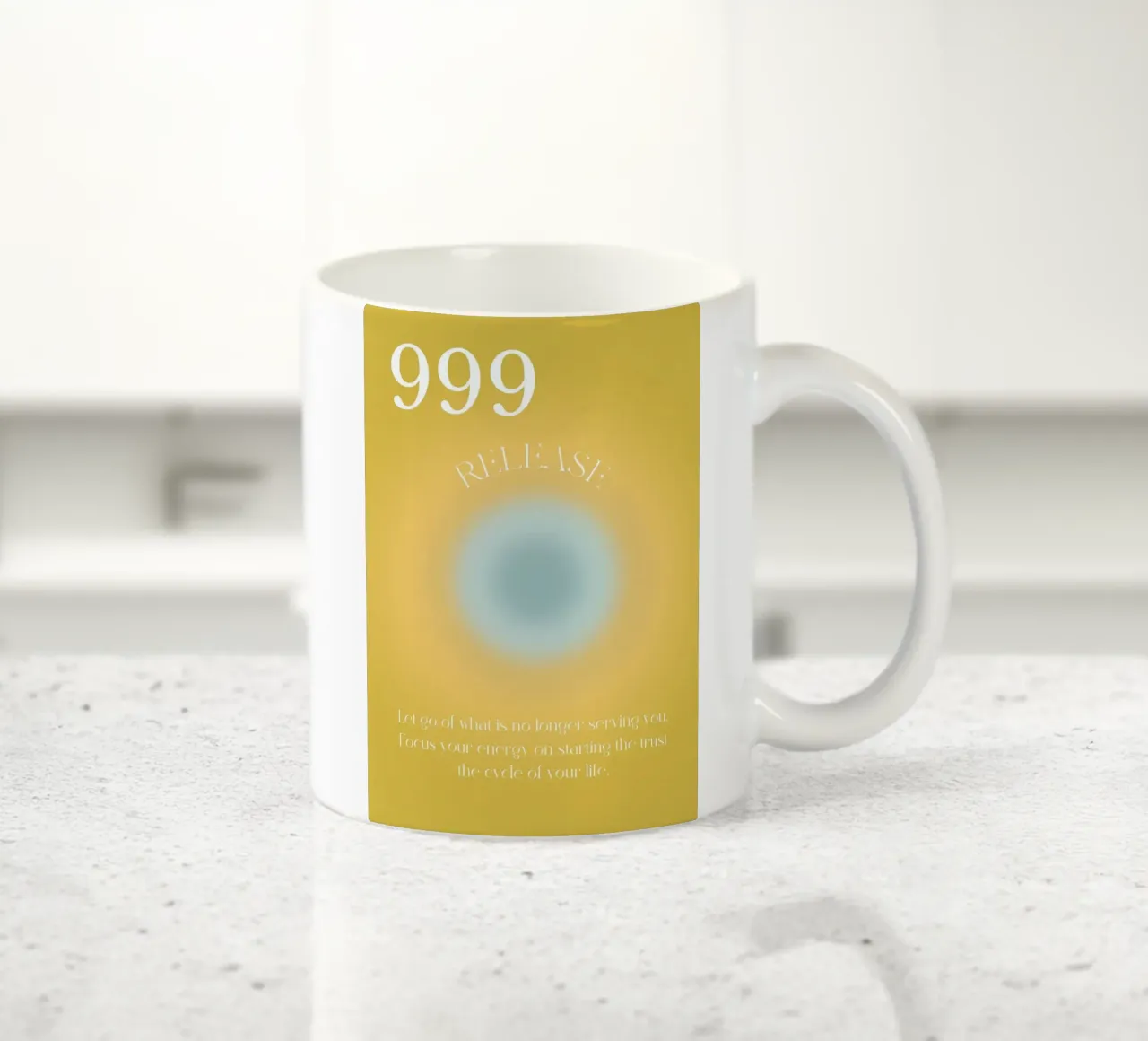 Angelo n. 999 Rilascio Giallo Blu Aura Arte Gradiente tazza in ceramica da homdeco