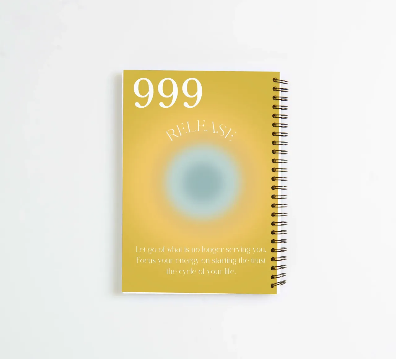 Angel No. 999 Release Yellow Blue Aura Gradient Art spiral notebook by homdeco