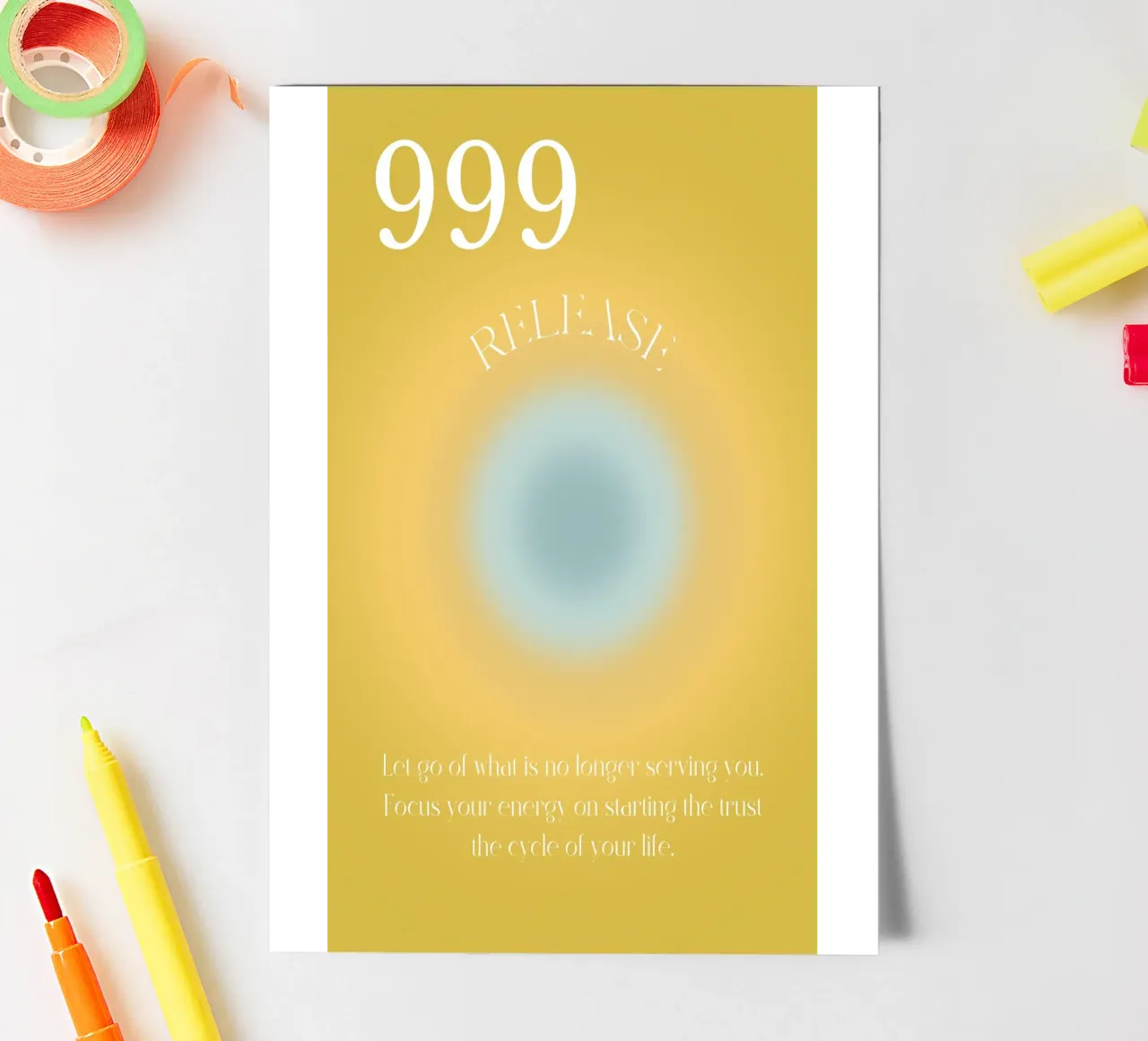 Angel No. 999 Release Yellow Blue Aura Gradient Art sticker sheet by homdeco