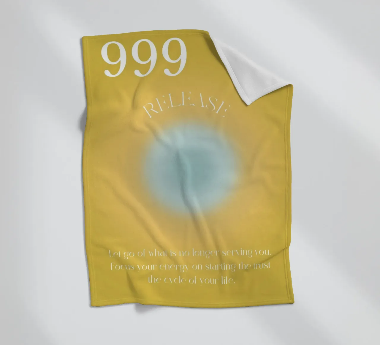 Angelo n. 999 Rilascio Giallo Blu Aura Arte Gradiente coperta in pile da homdeco