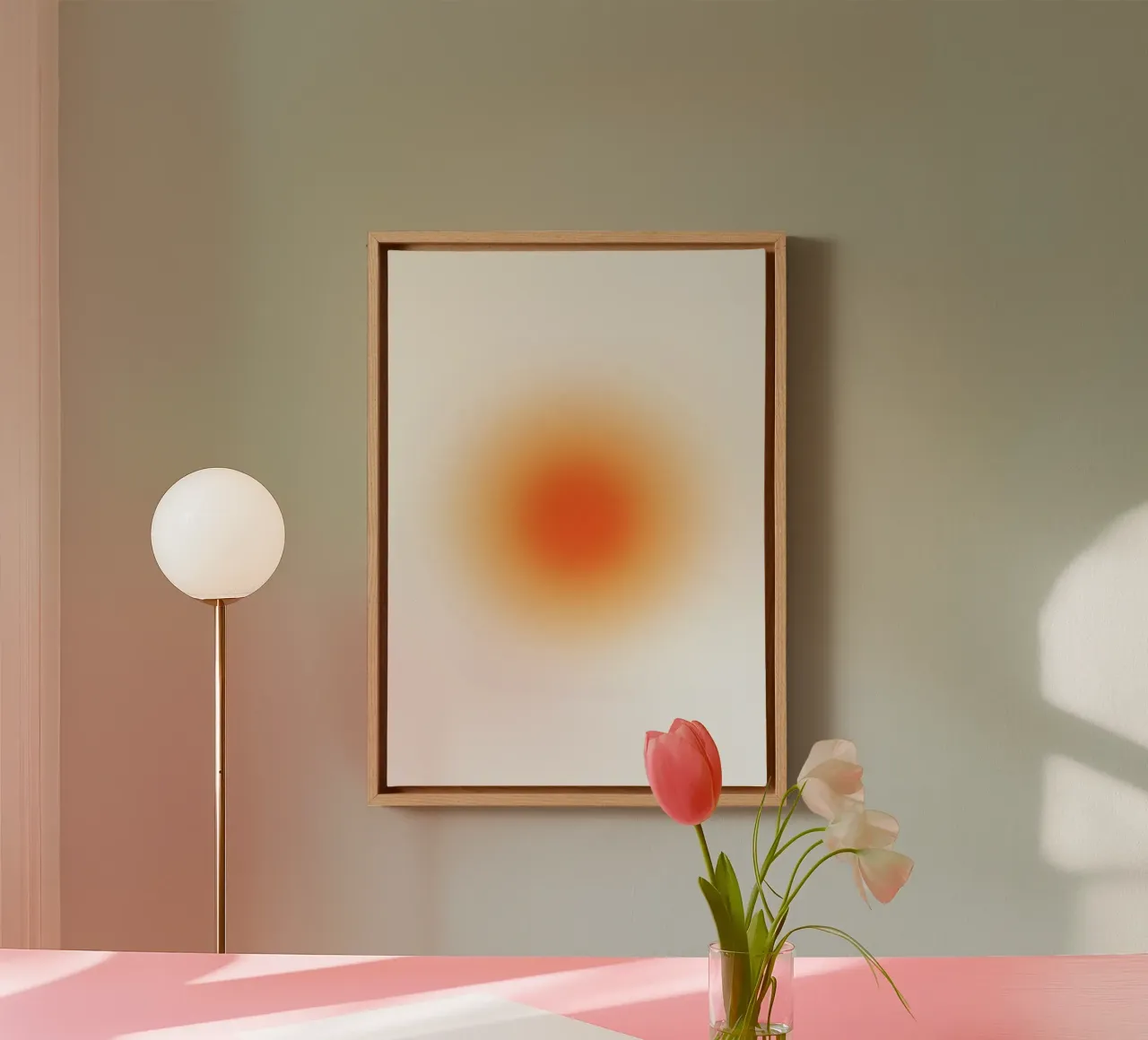 Levendig Oranje Aura Kleurverloop Abstracte Kunstdruk canvas van homdeco