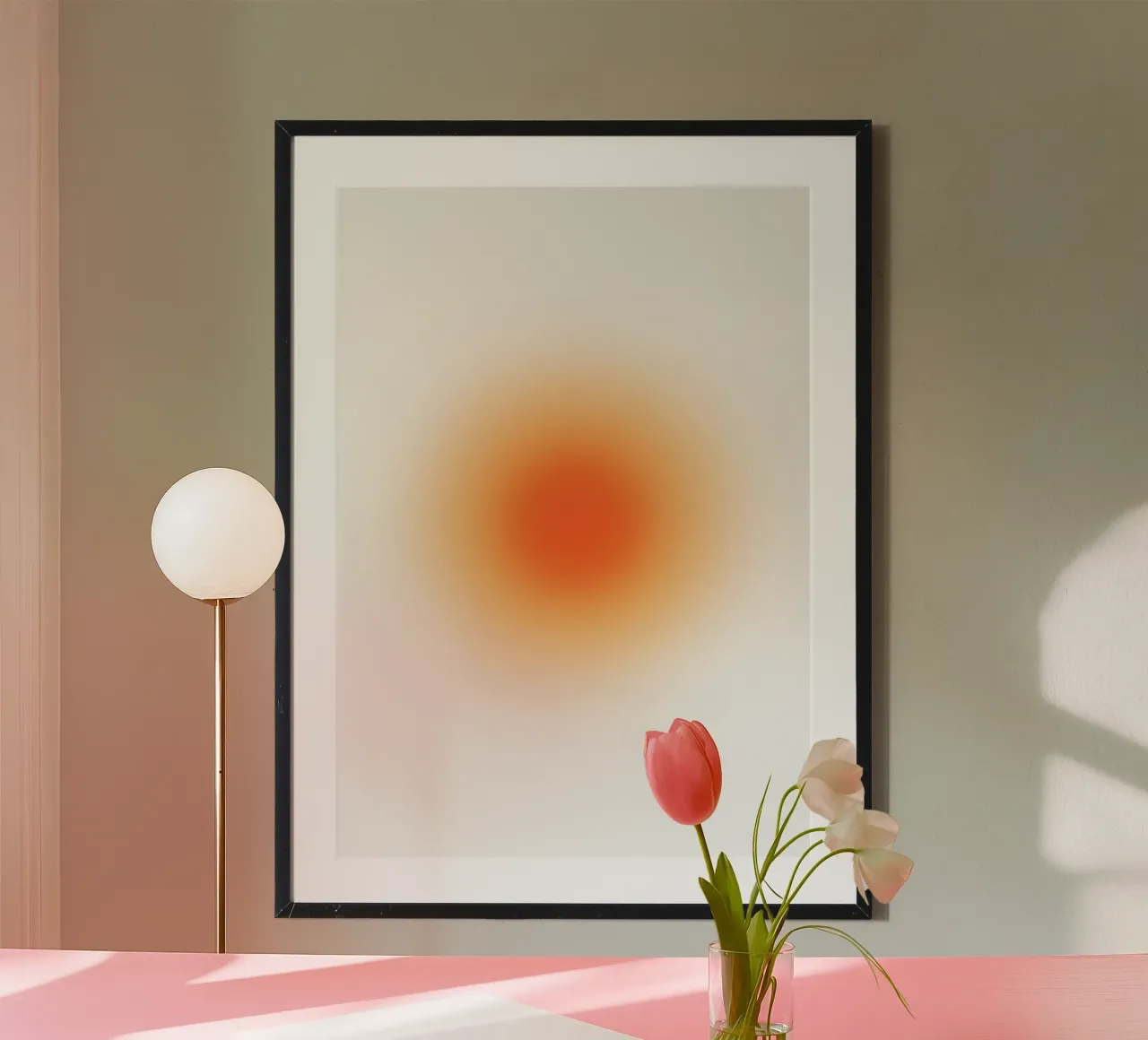 Levendig Oranje Aura Kleurverloop Abstracte Kunstdruk hahnemühle van homdeco