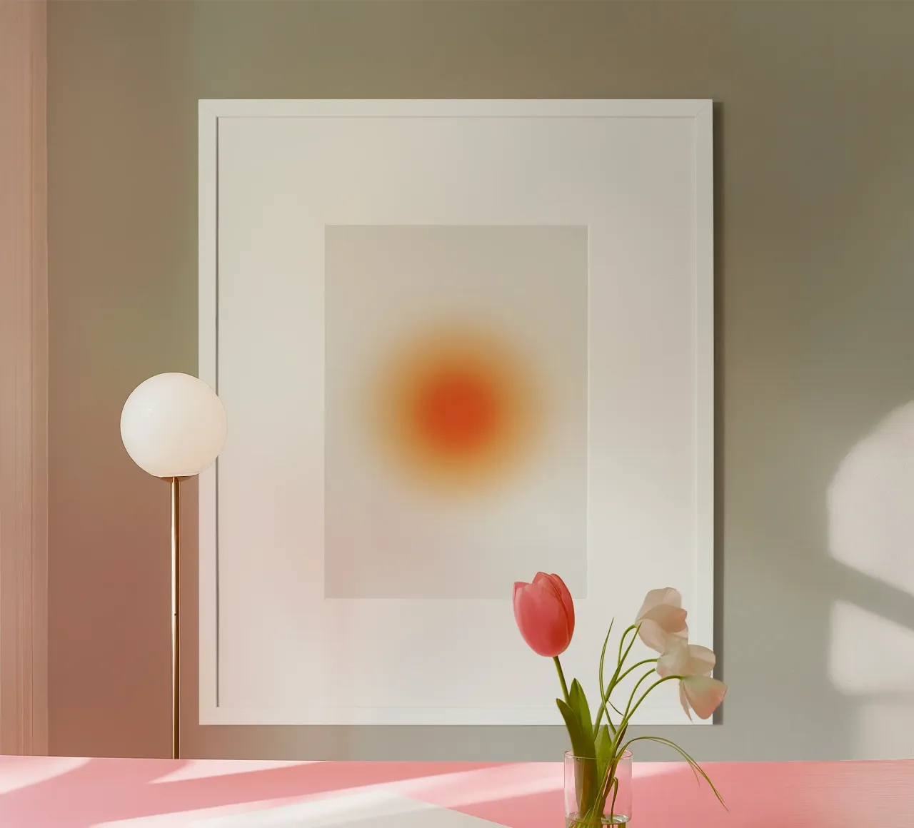 Levendig Oranje Aura Kleurverloop Abstracte Kunstdruk hahnemühle van homdeco