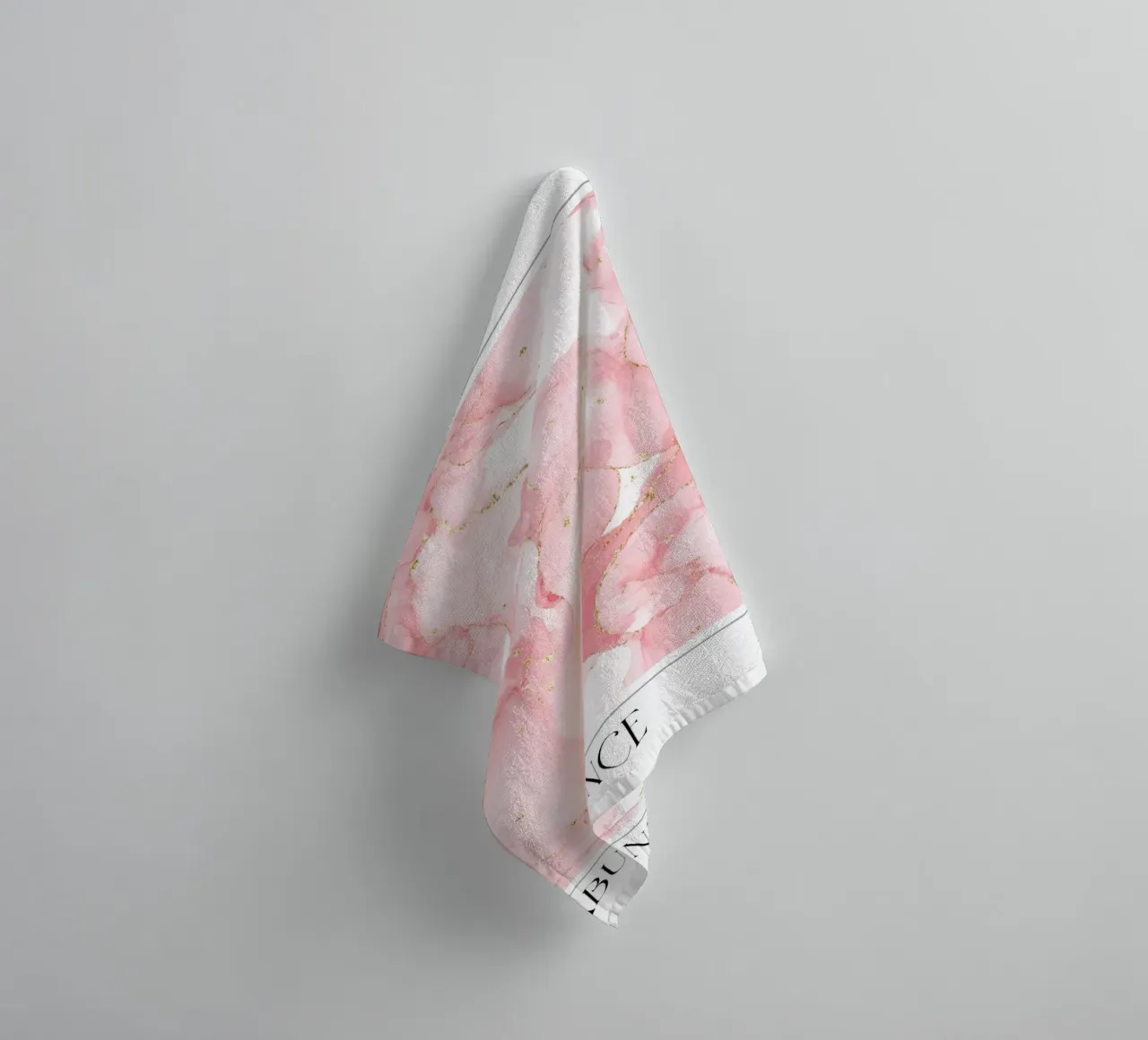 "Abundance" Pink Marble Gold Abstract Art Print 2023 towel by homdeco