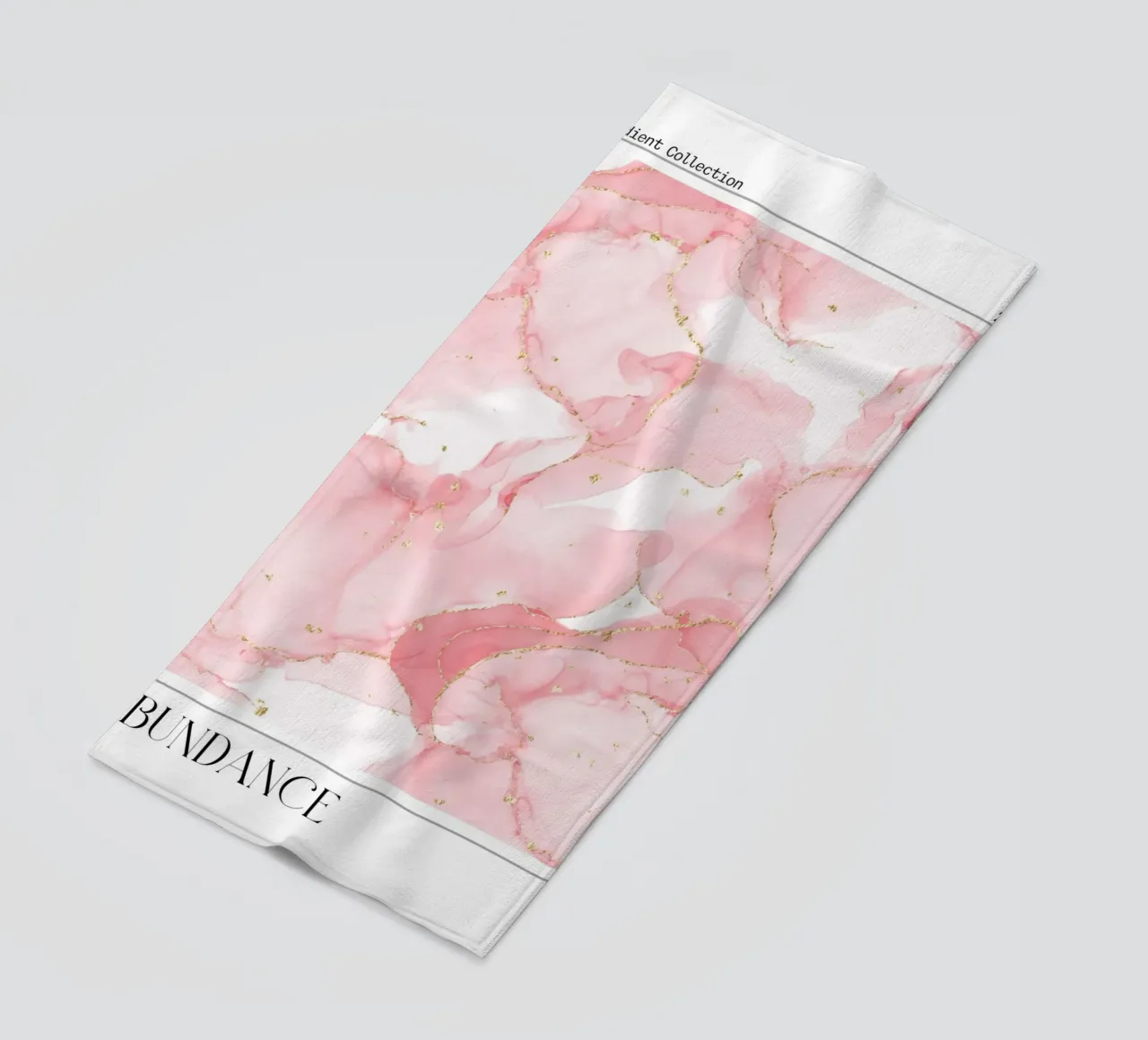 "Overvloed" Roze Marmer Goud Abstracte Kunstdruk 2023 strandhanddoek van homdeco