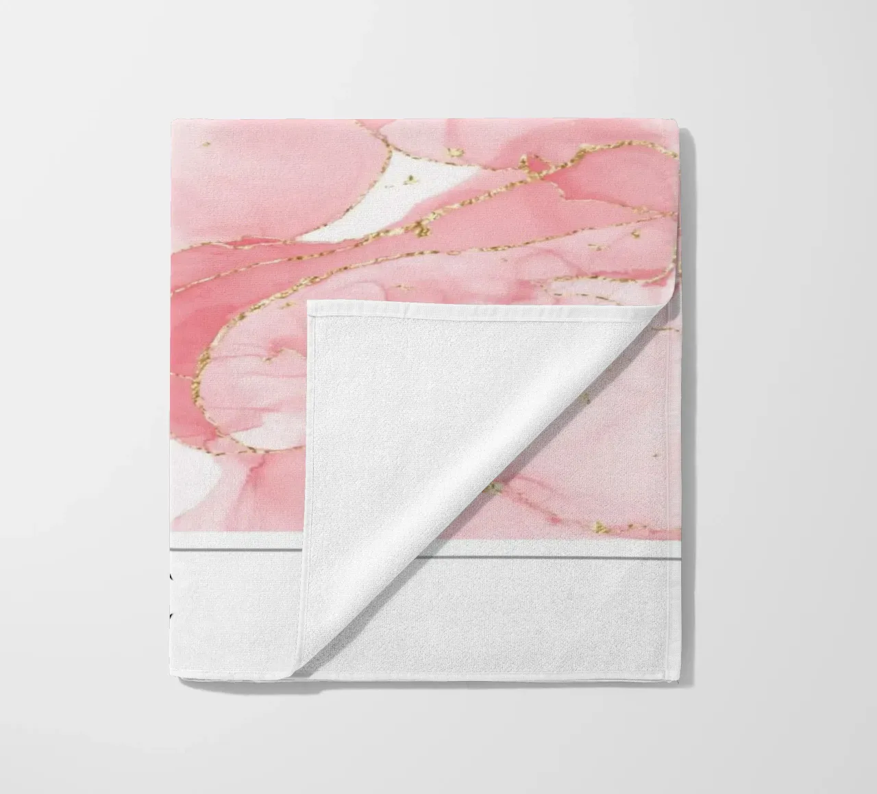 "Overvloed" Roze Marmer Goud Abstracte Kunstdruk 2023 strandhanddoek van homdeco