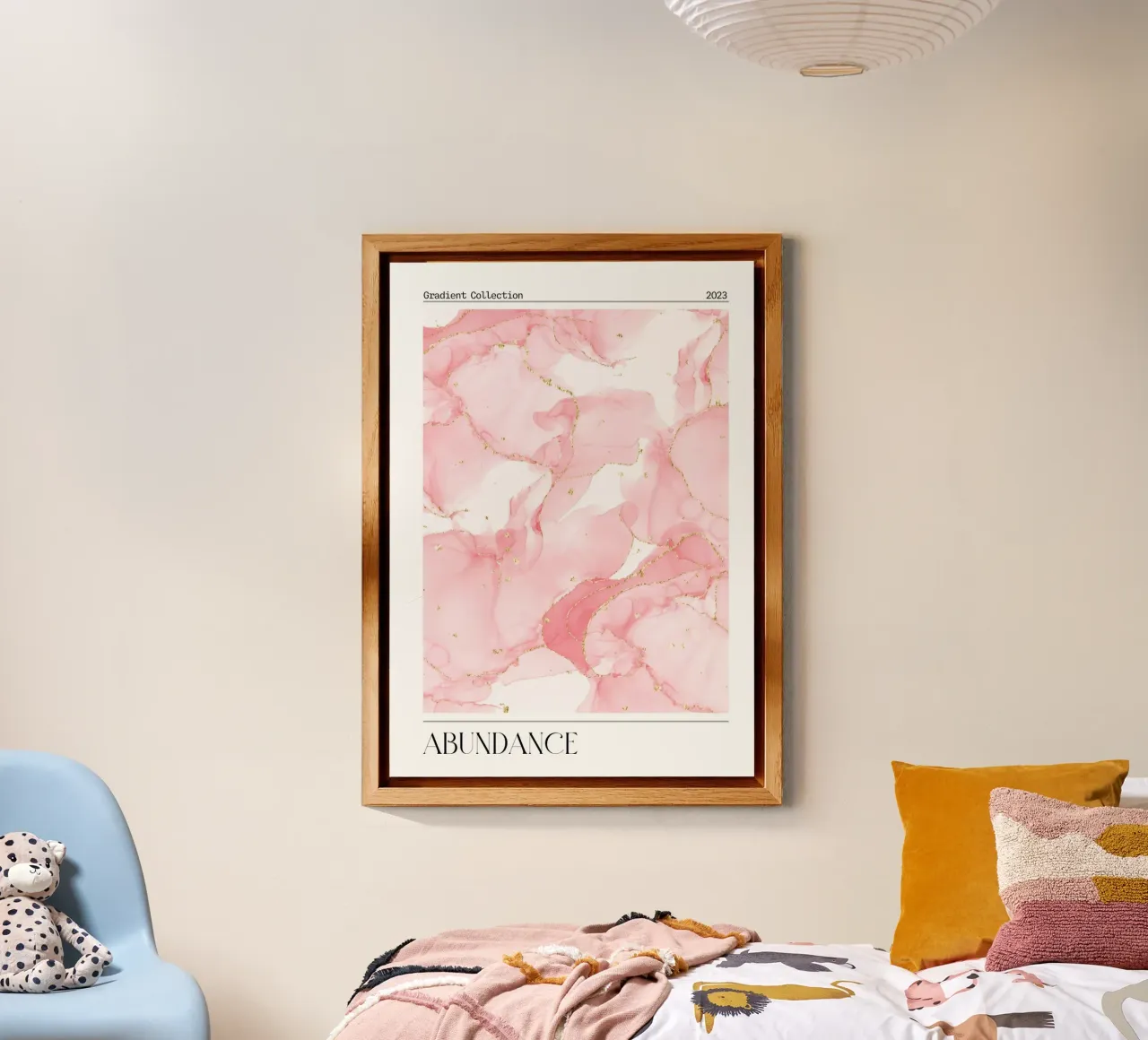 "Abundance" Pink Marble Gold Abstract Art Print 2023 alu dibond de homdeco