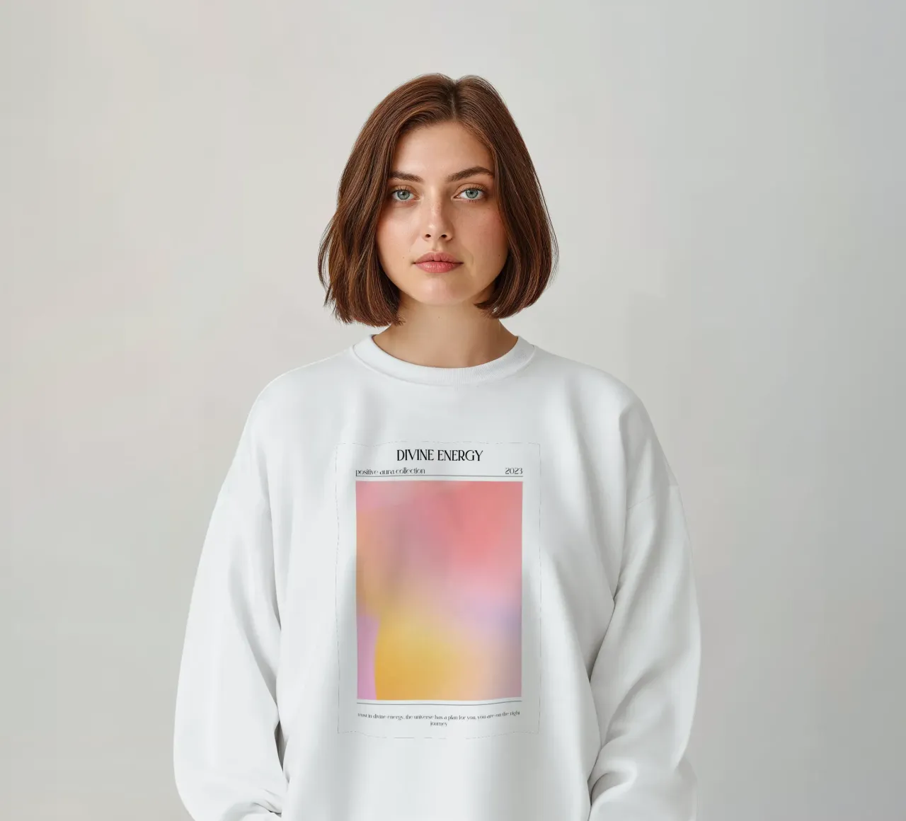 "Energia divina" Aura Rosa Giallo Gradiente Poster 2023 felpa da homdeco