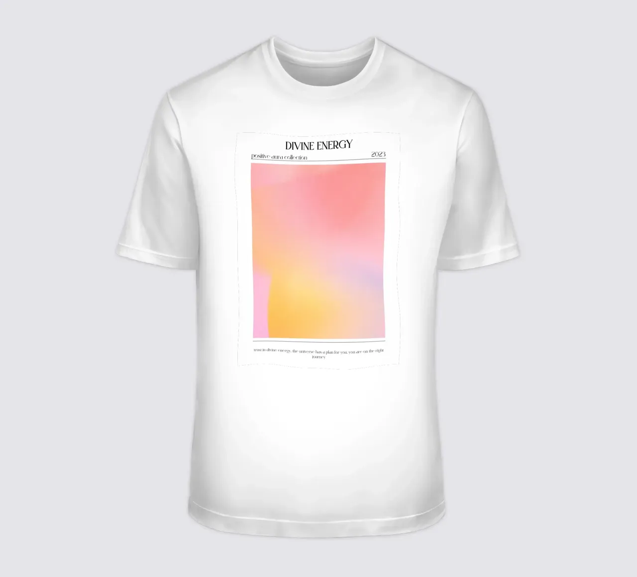 "Energia divina" Aura Rosa Giallo Gradiente Poster 2023 t-shirt da homdeco