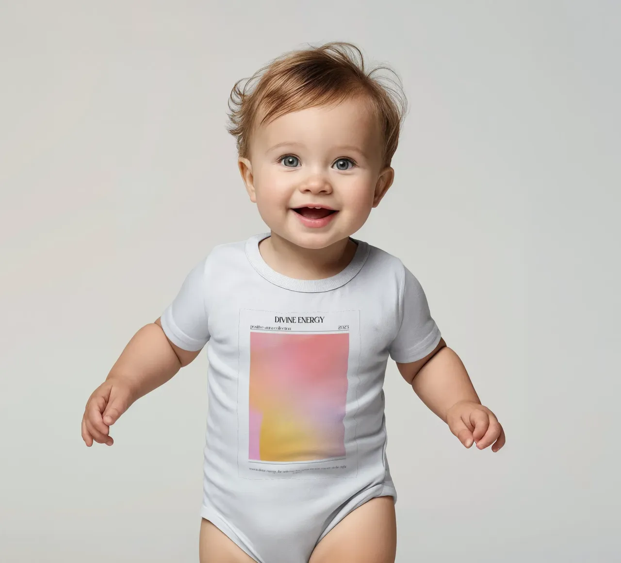 "Energia divina" Aura Rosa Giallo Gradiente Poster 2023 body neonato maniche corte da homdeco