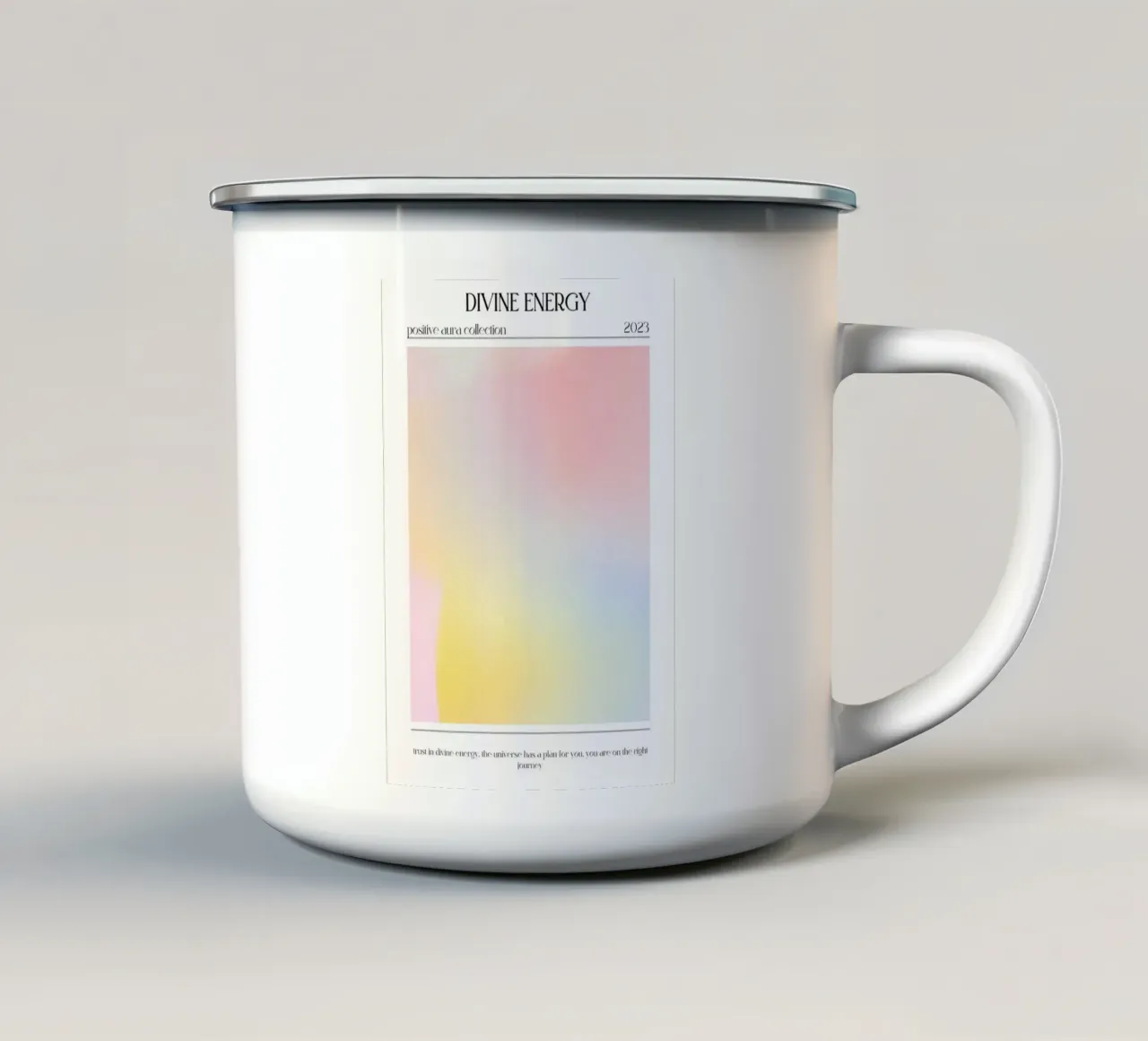 "Divine Energy" Aura Pastel Gradient Poster 2023 enamel mug by homdeco