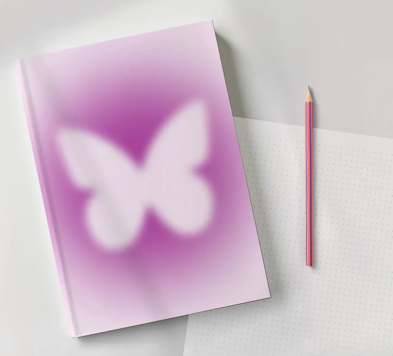 Pink Butterfly Aura Gradient Abstract Poster Art notebook by homdeco